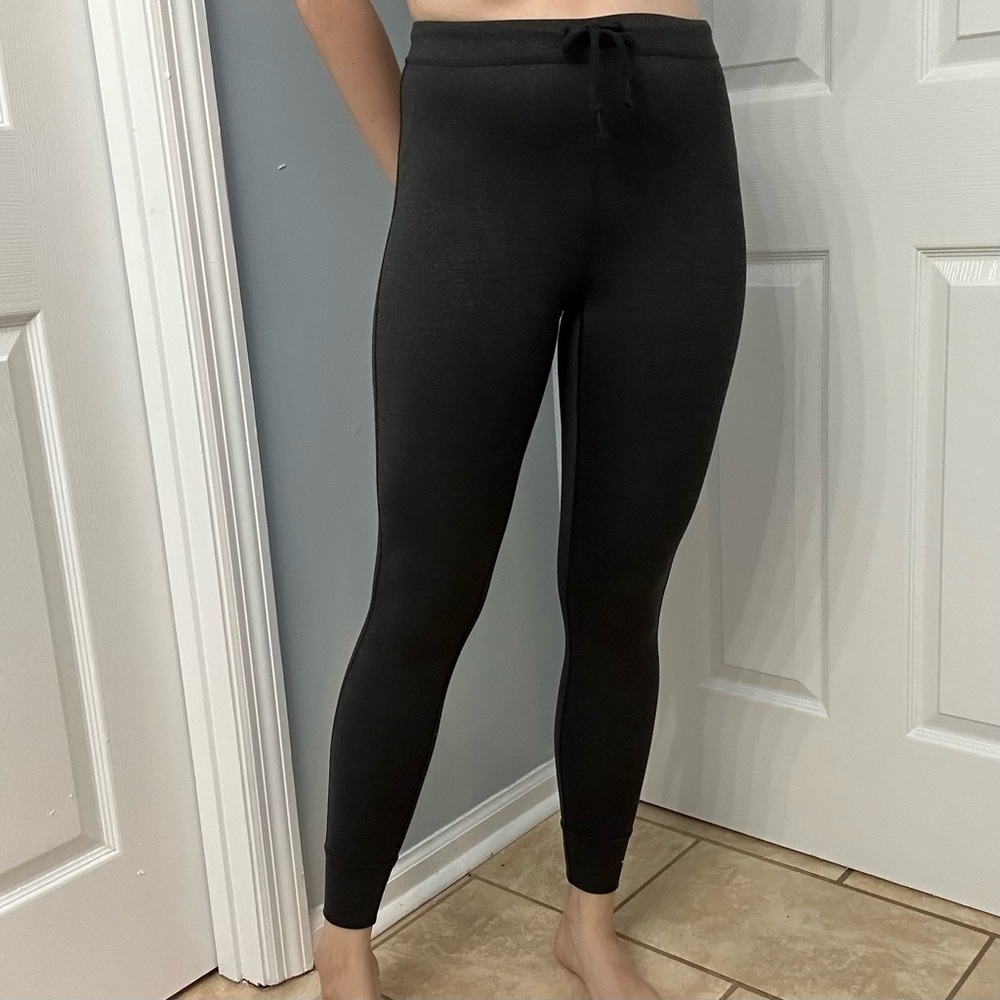 Spiritual Gangster Pants Jogger Leggings Dark Gray Drawstring Fitted Small